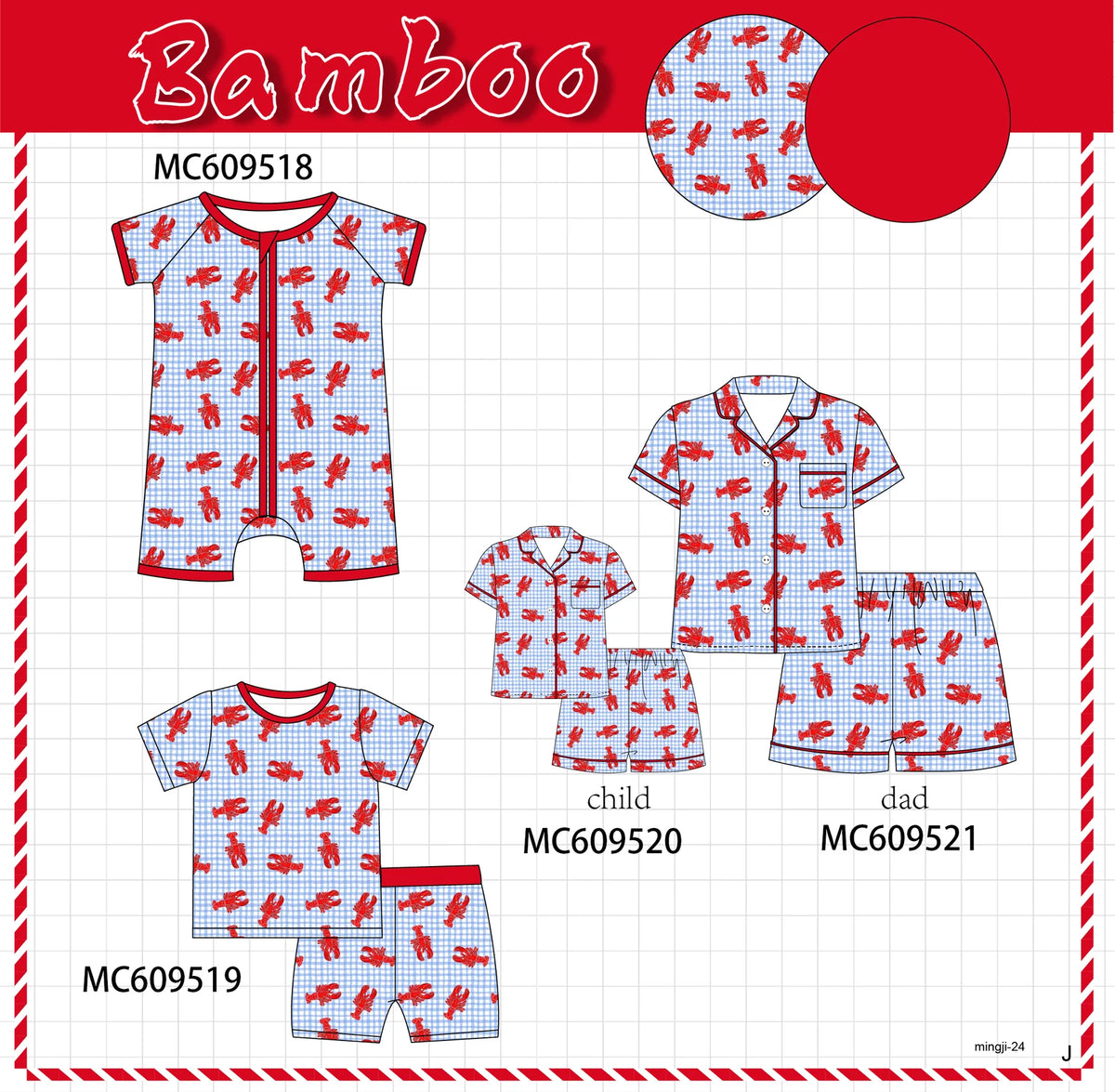 *February ETA* - Blue Lobster Print Bamboo
