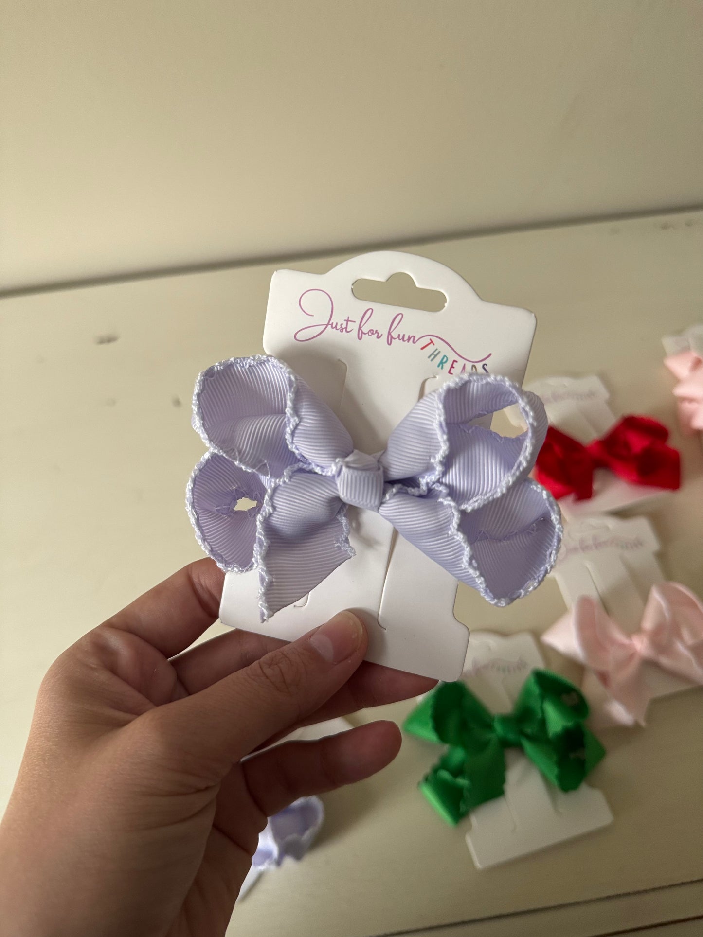 Light Purple Moonstitch 3 inch Bow