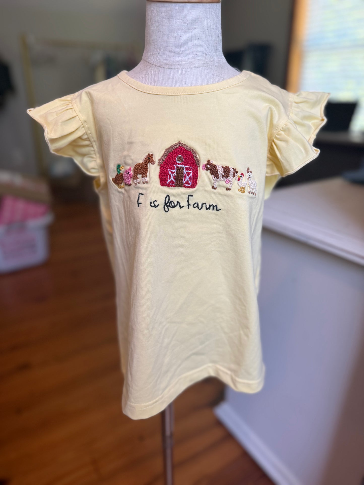 Girls F is for Farm Top Only - French Knot