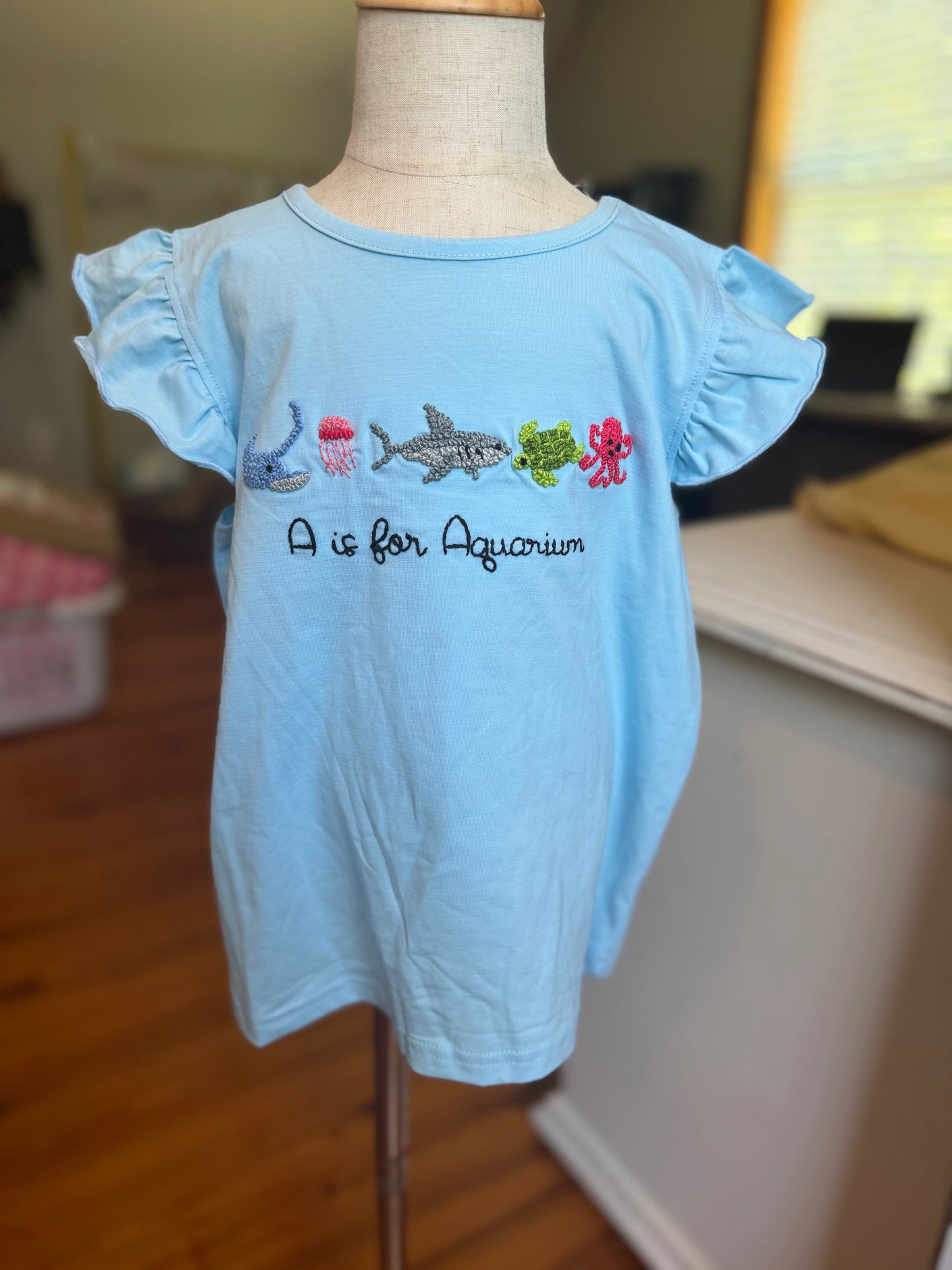 Girls A is for Aquarium Top Only - French Knot