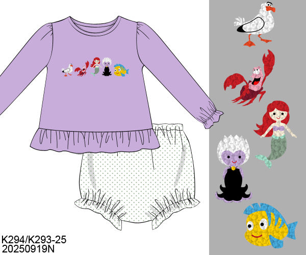 Mermaid & Friends Girls Bloomers Set