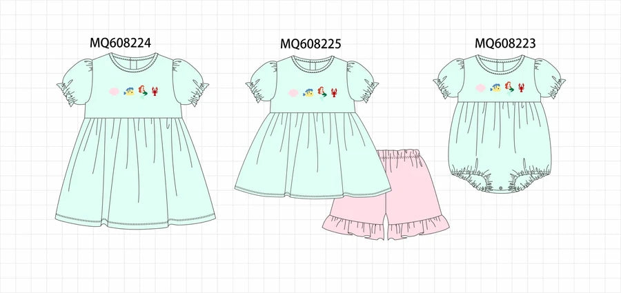 *March ETA* Mint Mermaid Lobster Embroidered