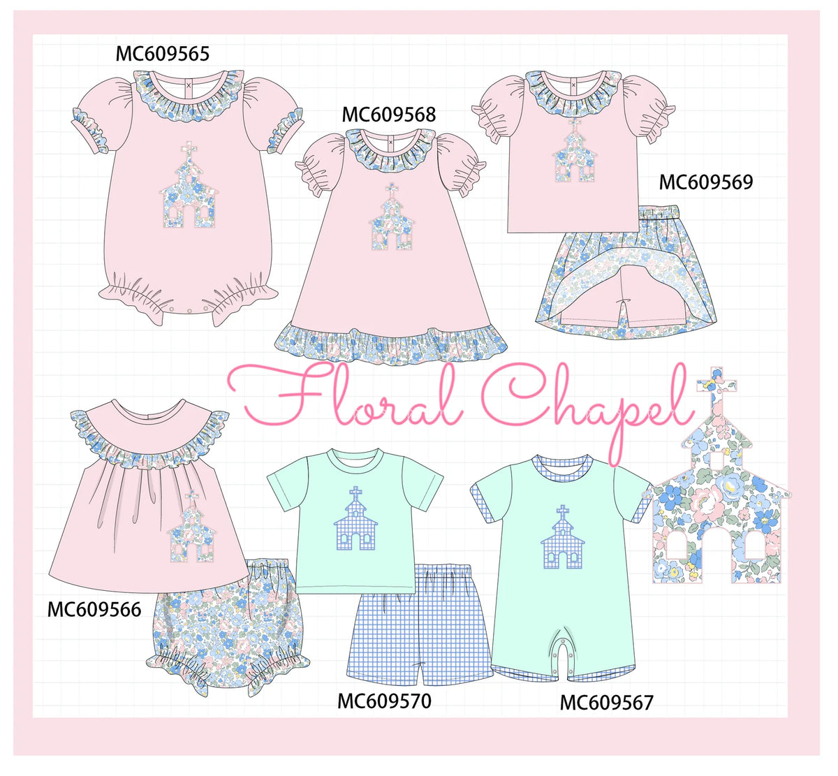 *February ETA* - Pink & Green Castle Applique Floral