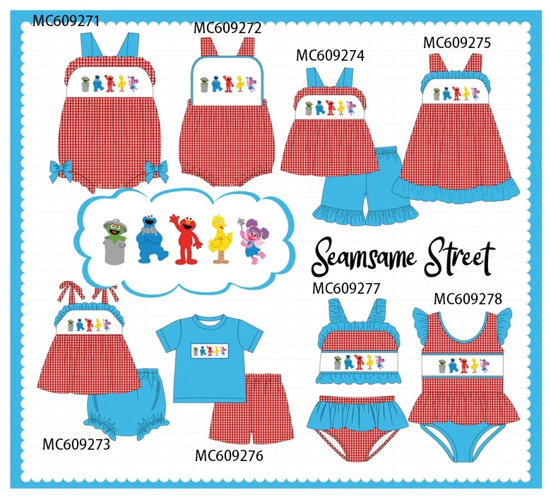 *February ETA* - Red & Blue Sesame Street Embroidery Gingham