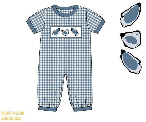 Boys Romper - Smocked Oysters