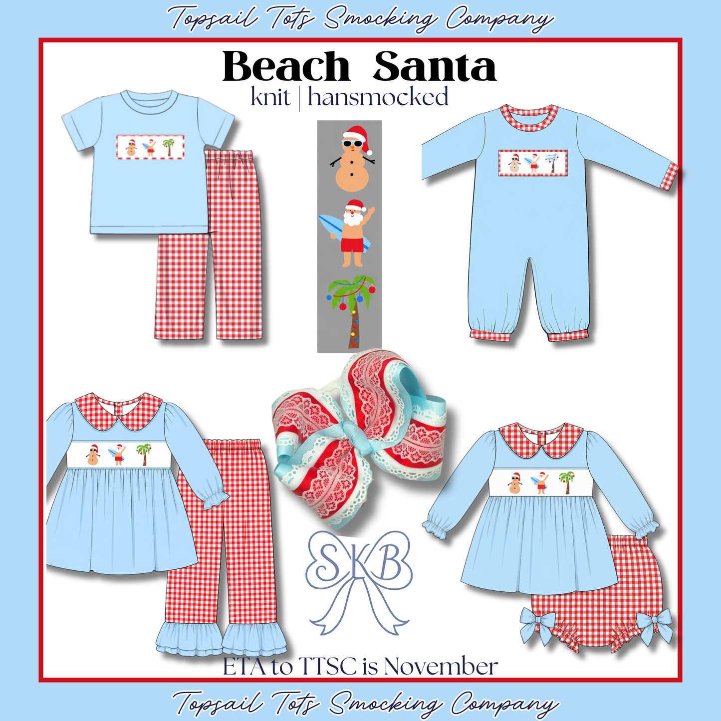 *november eta* Handsmocked Beach Santa