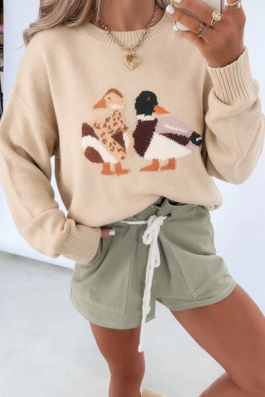 Mallard Duck Graphic Crew Neck Long Sleeve Sweater - Preorder