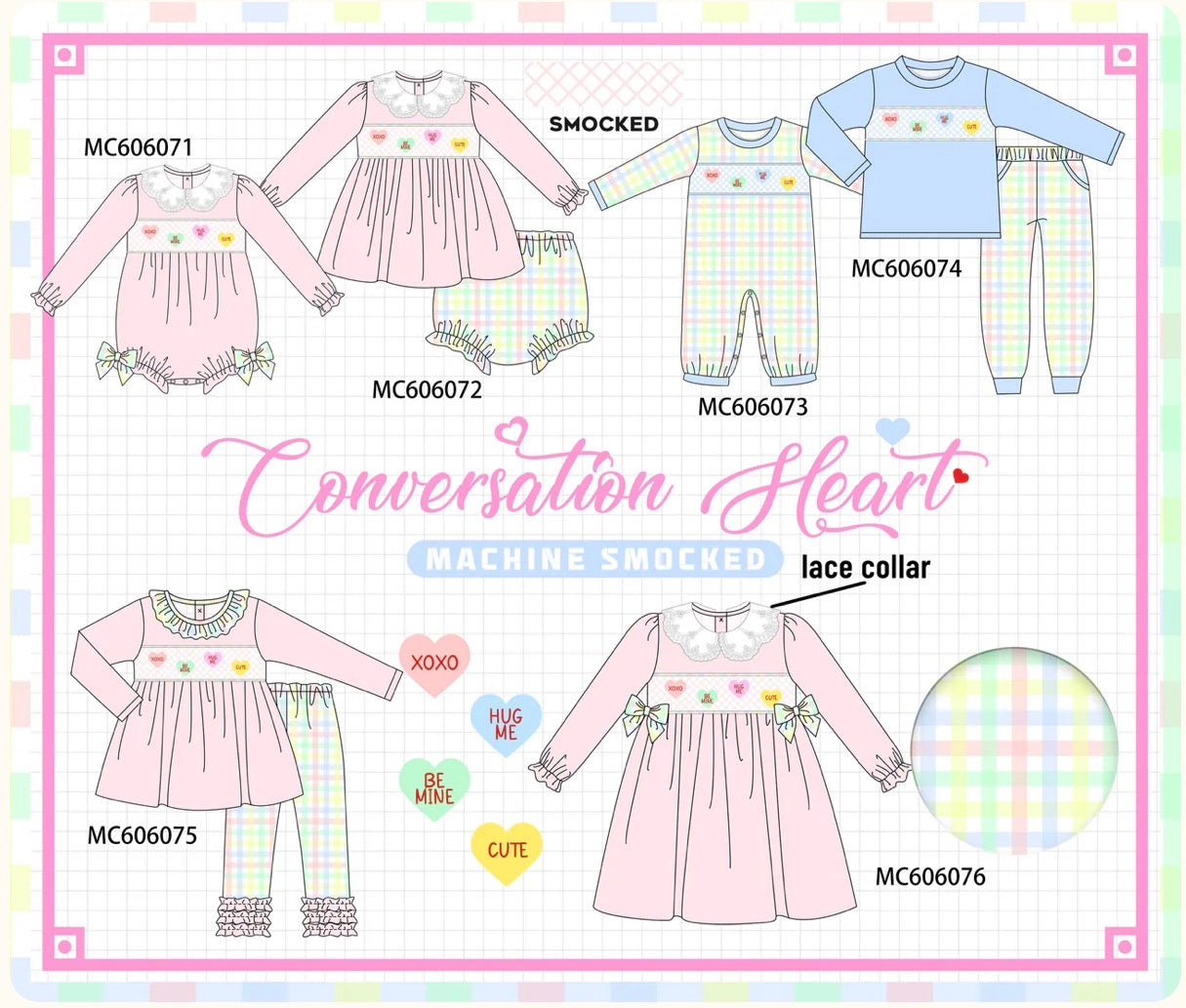*end of November eta* machine smocked Conversation Hearts