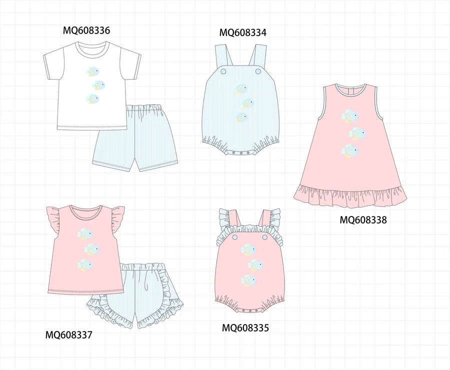 *March ETA* Blue & Pink Fish Embroidery