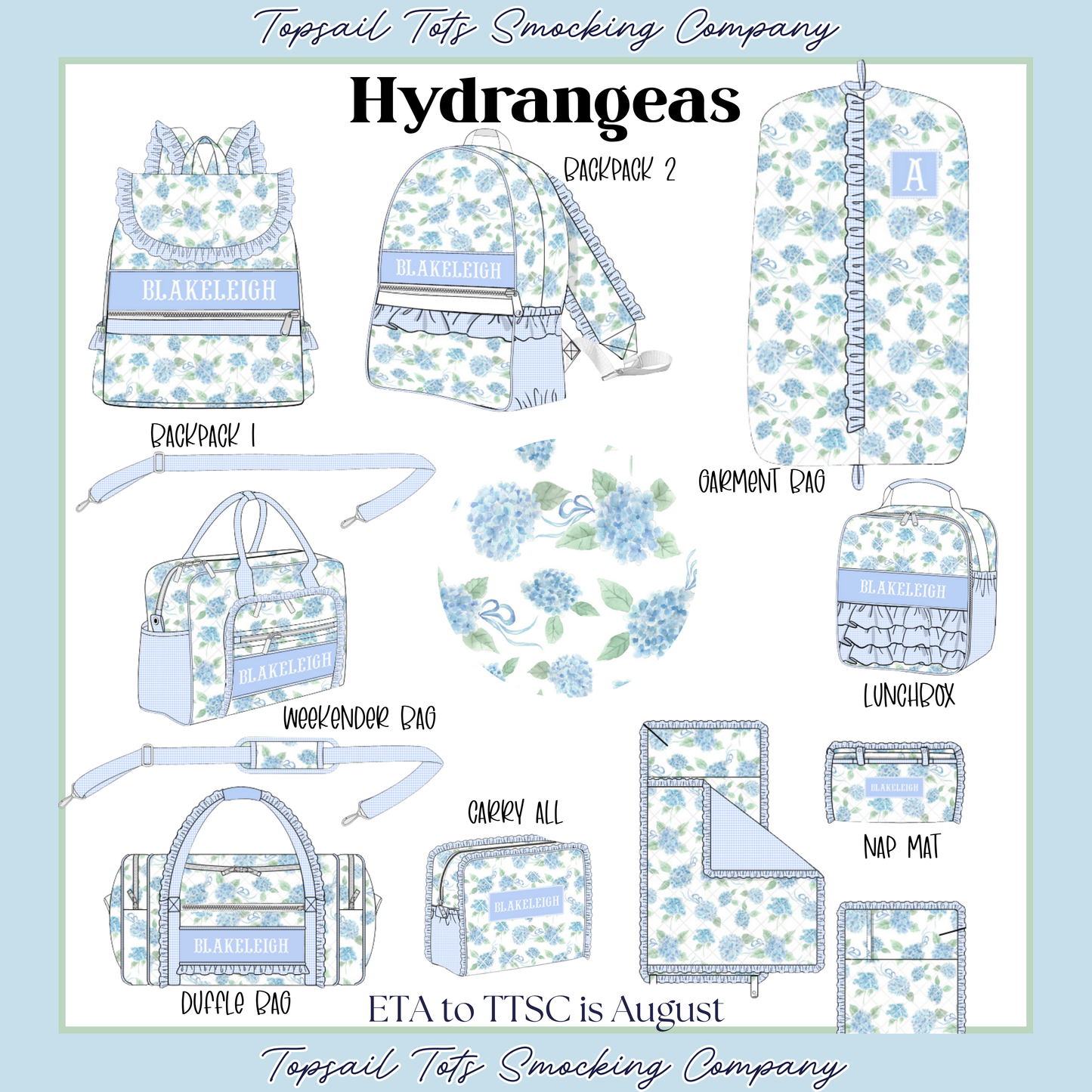Girls Hydrangeas Luggage Collection *august eta*