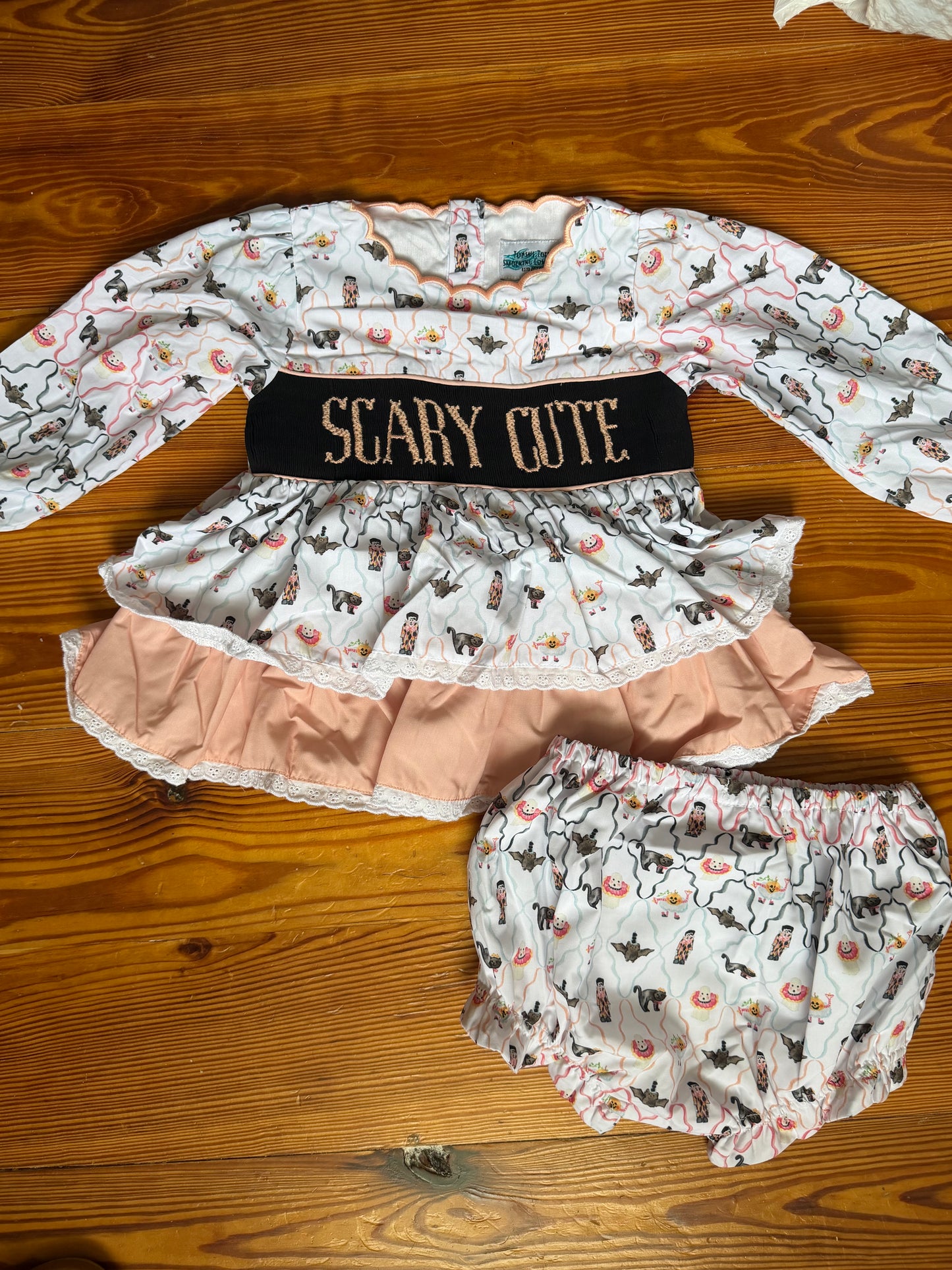 Haunted House Party Handsmocked Diaper Set