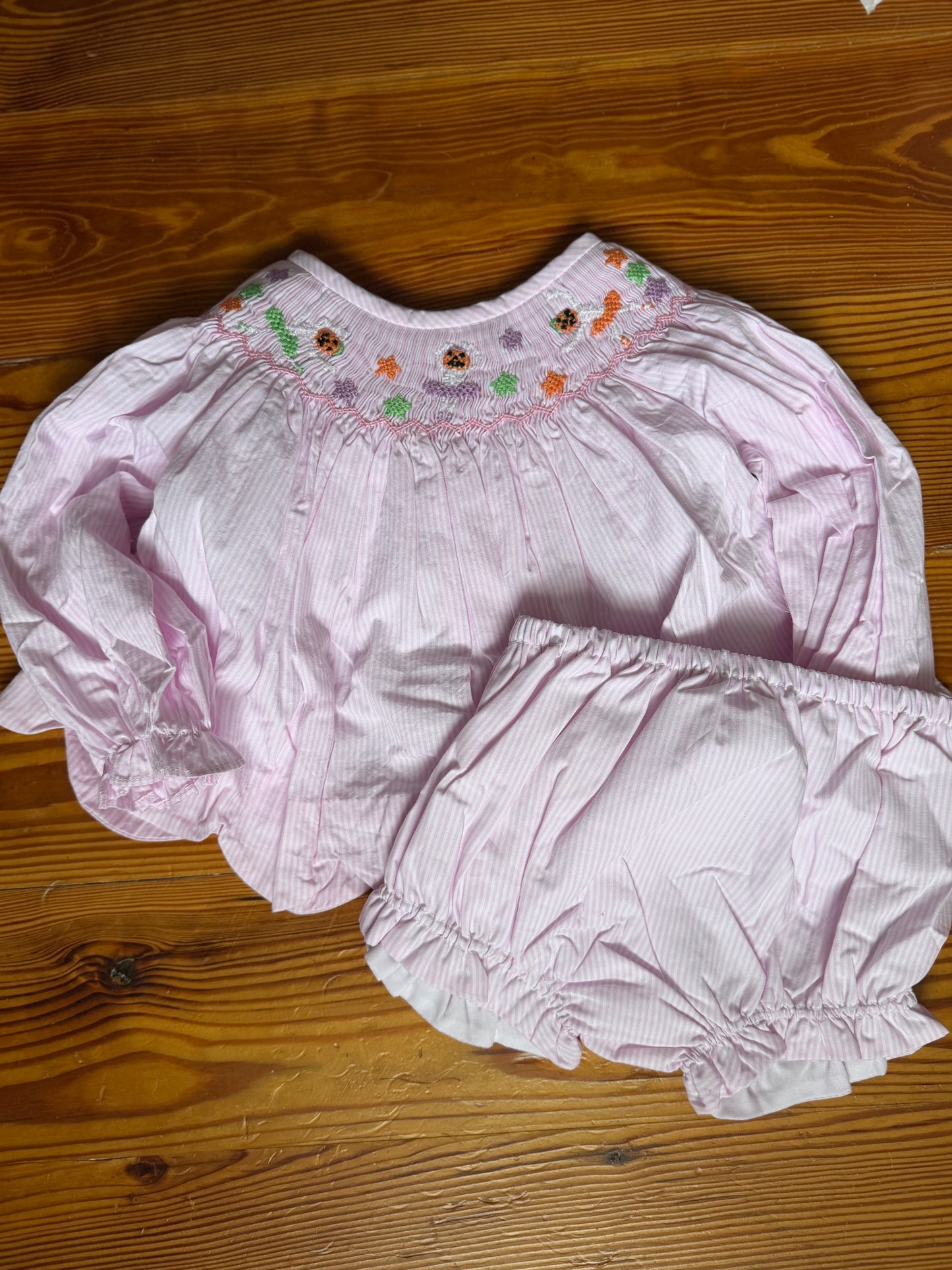 Ballerina Skeletons Handsmocked Diaper Set