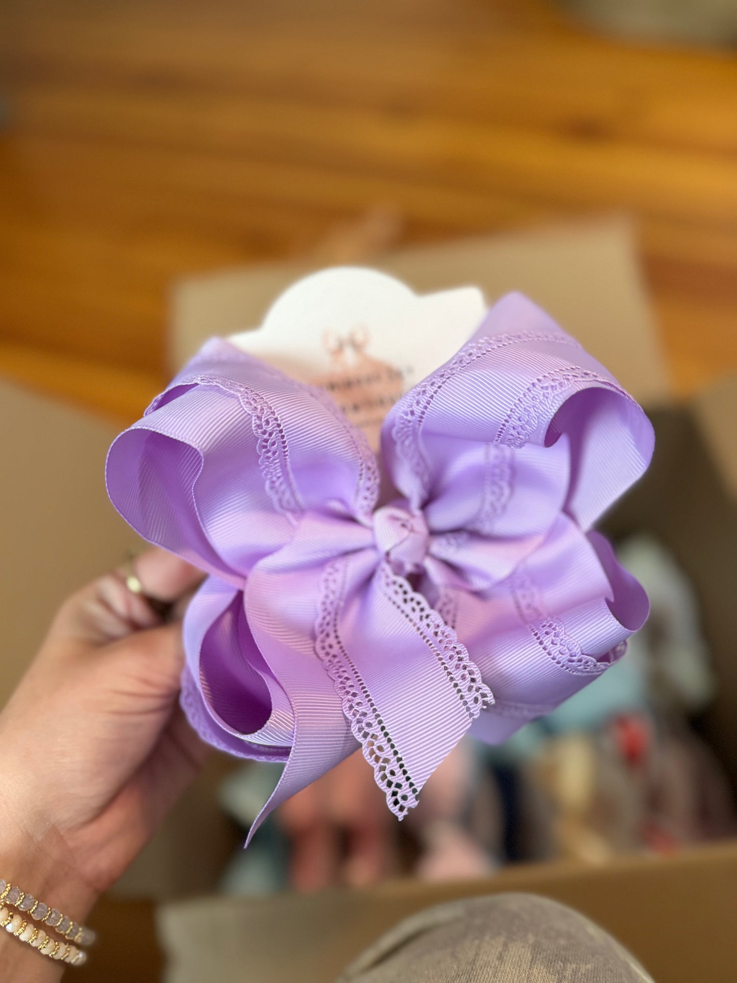 Purple Eyelet Bow 6”