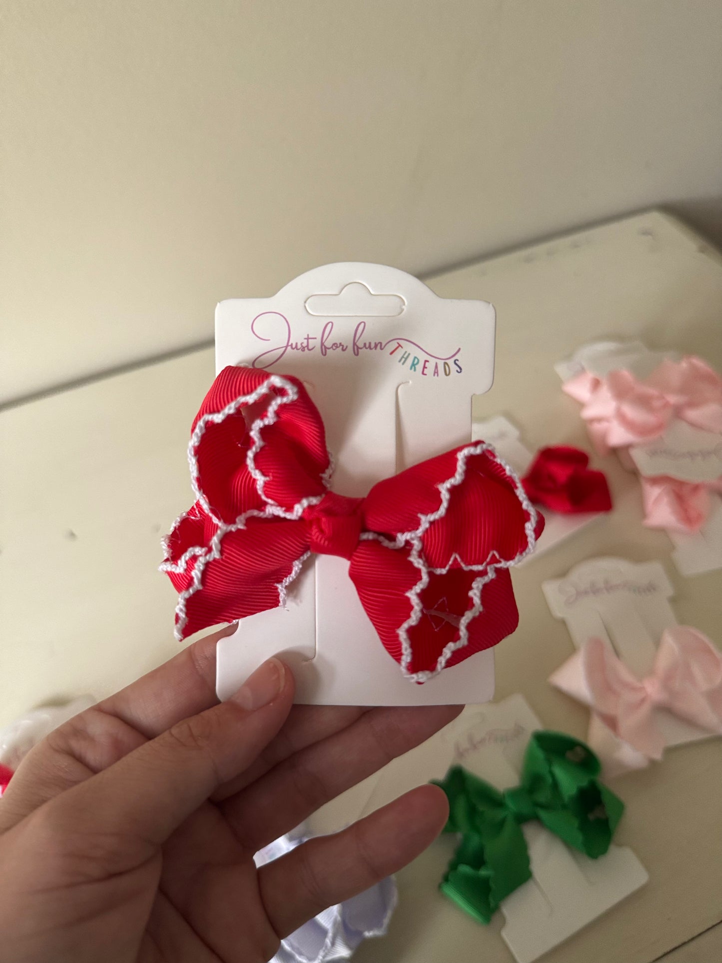 Red Moonstitch 3 inch Bow