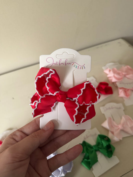 Red Moonstitch 3 inch Bow