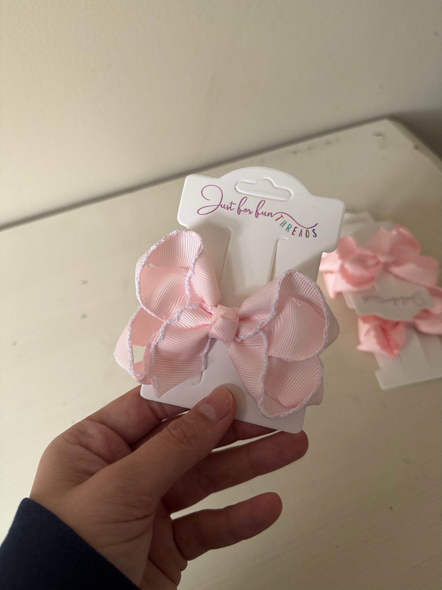 Light Pink Moonstitch 3 inch Bow