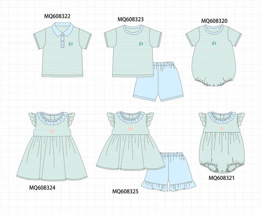 *March ETA* Green Stripe Fish Embroidery Ruffle