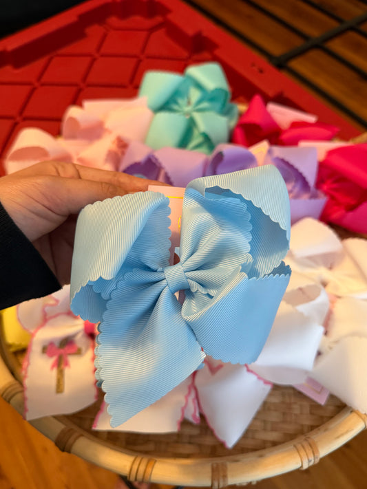 Sky Blue Scalloped Bow 5.5 inch