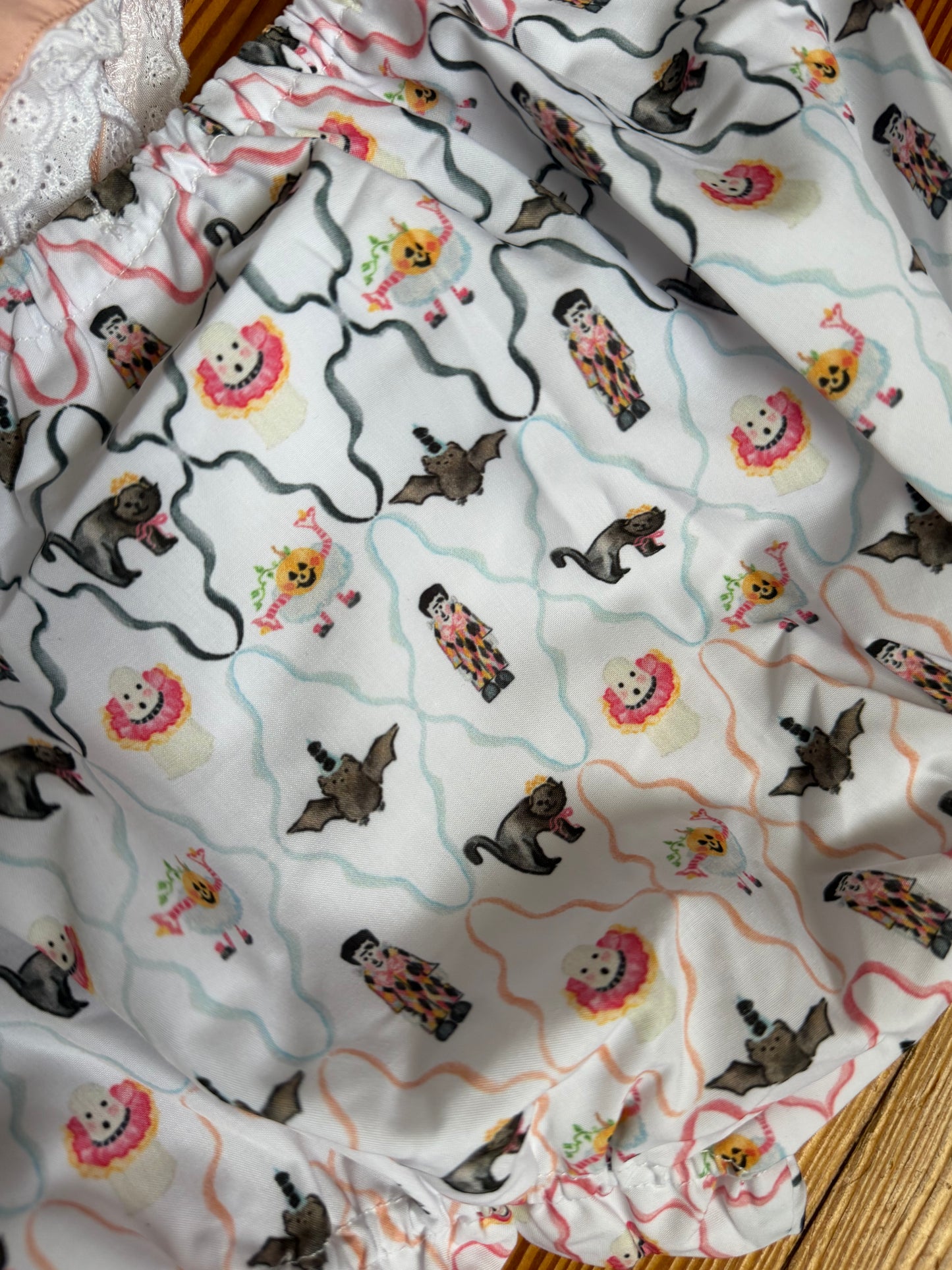 Haunted House Party Handsmocked Diaper Set
