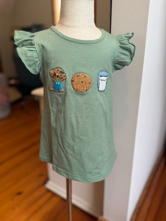 Girls Mouse & A Cookie French Knot Shirt