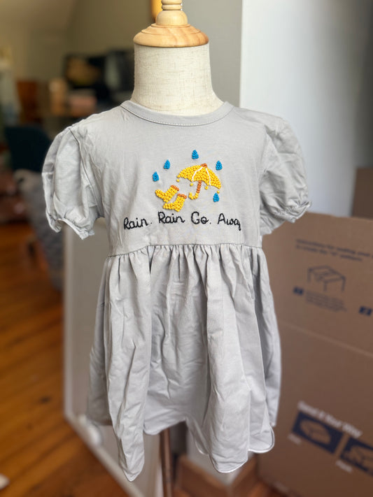Girls Rain Rain Go Away French Knot Shirt