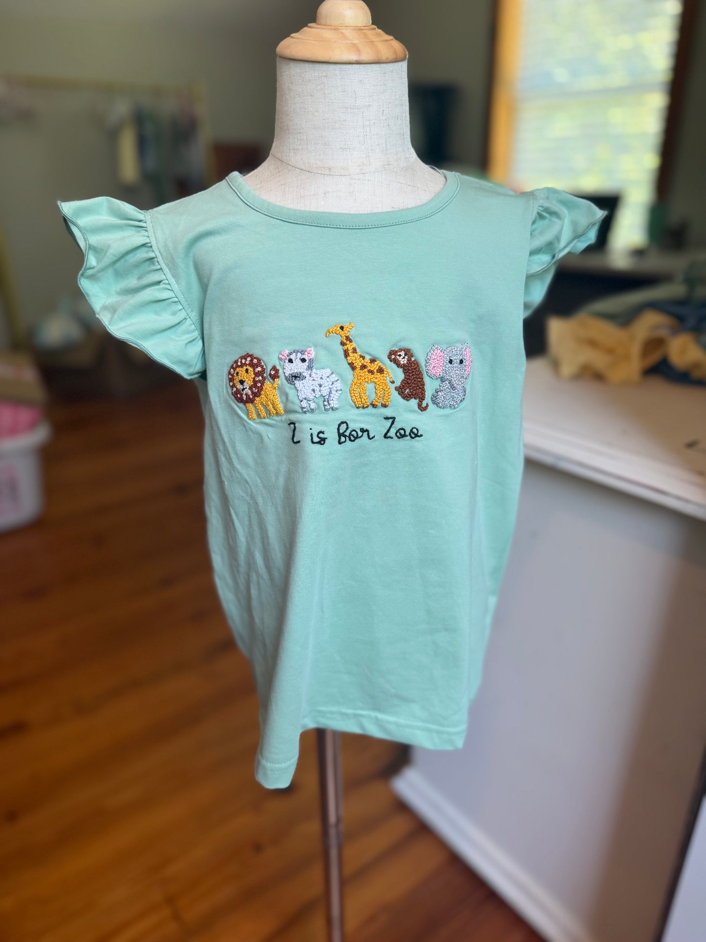 Girls Z is for Zoo Top Only - French Knot