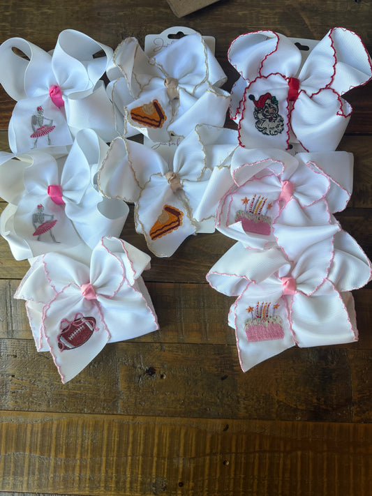 5 Inch Embroidered Bows