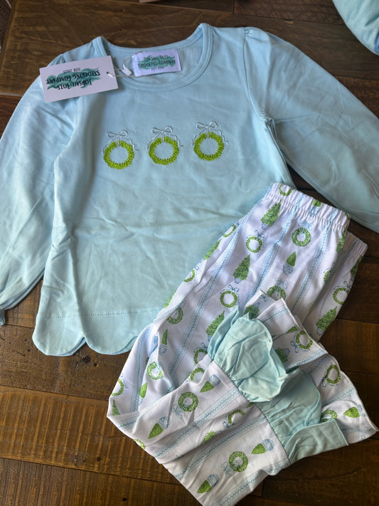 Wreaths Pants Set - Girls
