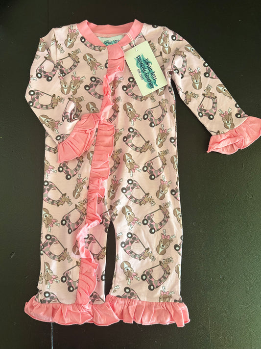 Girls Pink Deer Pajamas