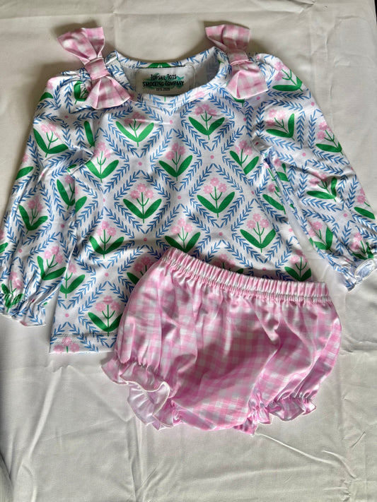 Bows & Flowers Girls Bloomer Set