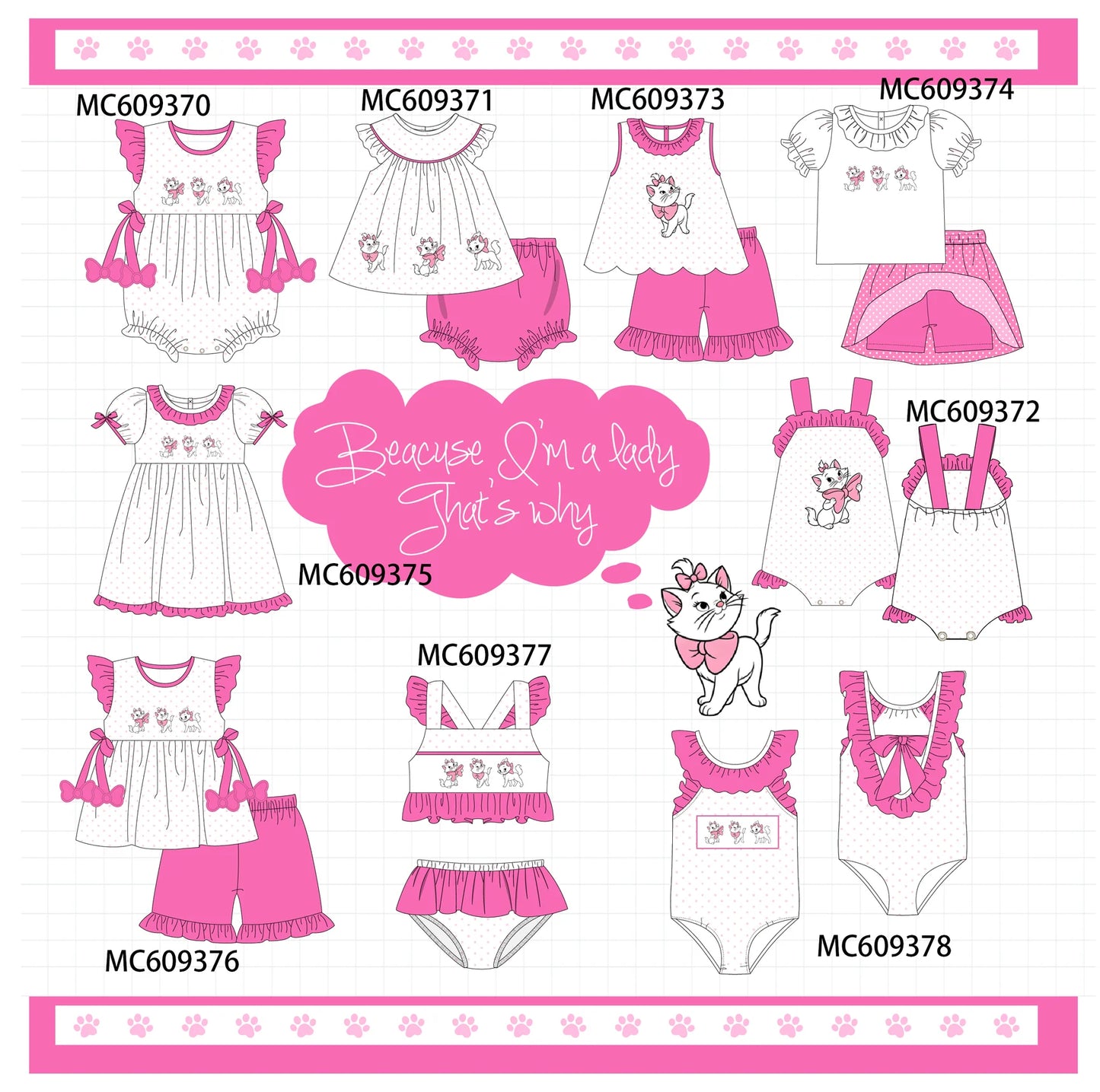 *February ETA* - Magenta Cat Embroidery Dot Ruffle