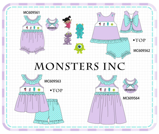 *February ETA* - Purple Monster Embroidery Ruffle Dot
