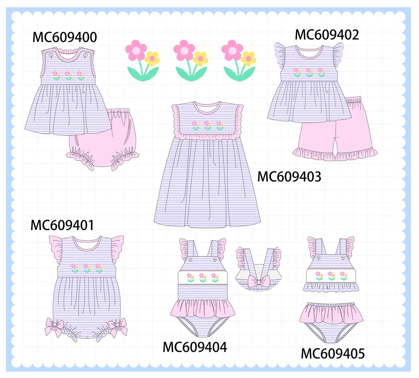 *February ETA* - Purple Stripe Floral Embroidery