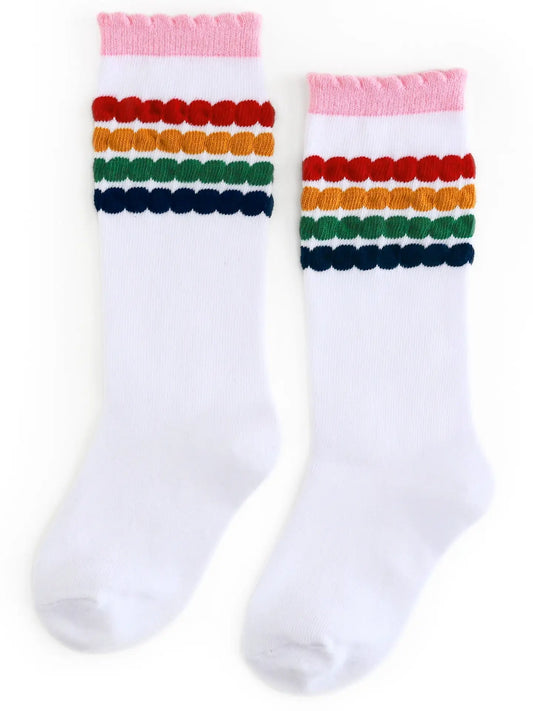 Rainbow Bubble Stripe Knee Socks