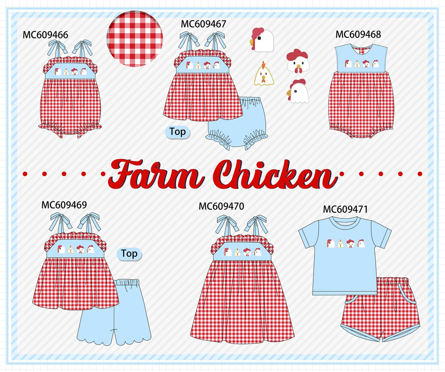 *February ETA* - Red Chicken Embroidery Gingham
