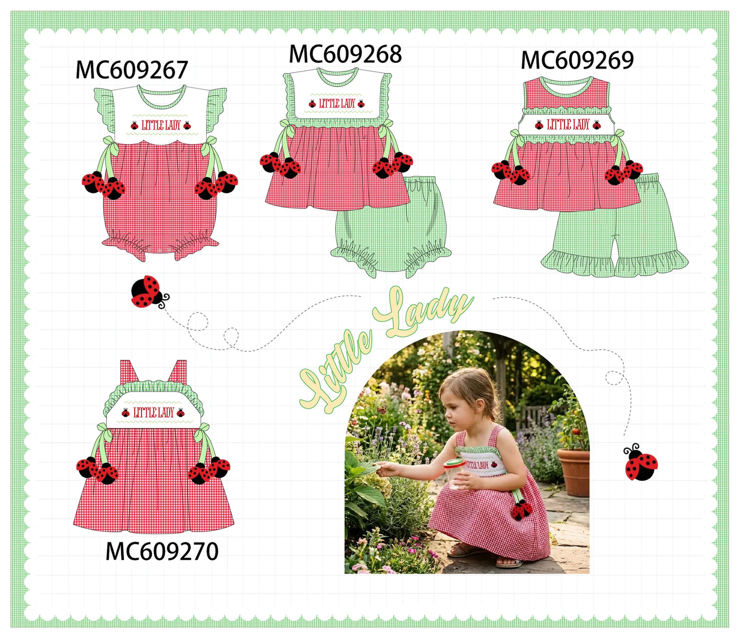 *February ETA* - Red Little Lady Embroidery Ruffle Gingham