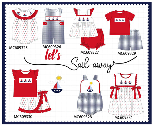 *February ETA* - Red Sailboat Embroidery Ruffle