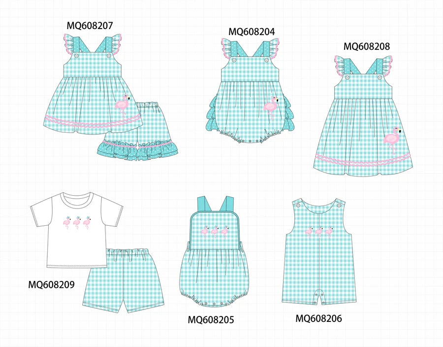 *March ETA* Teal Flamingo Embroidery Gingham