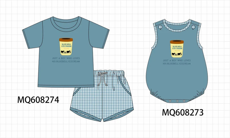 *March ETA* Teal Ice Cream Embroidery Boy