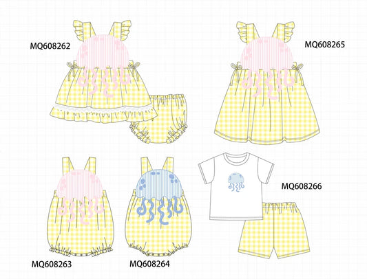 *March ETA* Yellow Jellyfish Applique Gingham